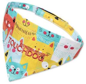 Fashion Designer Printed Velcro Dog Bandana (Color: Yellow / Blue, size: medium)