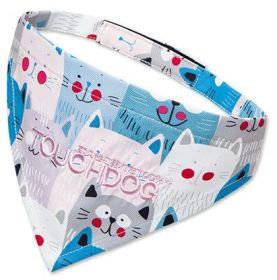 Fashion Designer Printed Velcro Dog Bandana (Color: Blue / White, size: small)