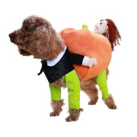 Halloween Funny Dog Clothes Pumpkin Costume Apparel Outfit (Color: A, size: L)