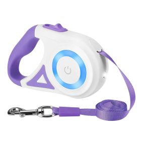 16FT Retractable Dog Leash Extendable with Flashlight 2 Rolls of Waste Bags Dispenser (Color: Purple)