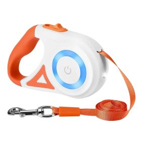 16FT Retractable Dog Leash Extendable with Flashlight 2 Rolls of Waste Bags Dispenser (Color: Orange)