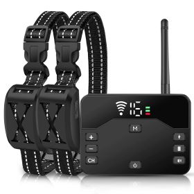 Wireless Electric Dog Fence Waterproof Pet Shock (Color: Black, Type: Fence with 2 Collar)