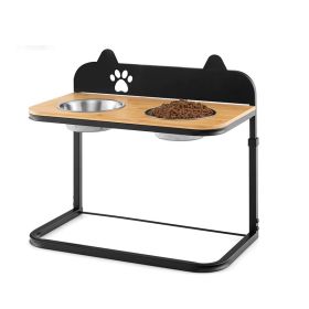 Raised Dog Feeding Station Elevated Pet Feeder (Color: Black & Natural, Type: Style A)