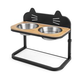 Raised Dog Feeding Station Elevated Pet Feeder (Color: Black & Natural, Type: Style B)