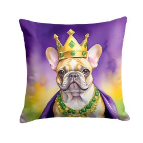 French Bulldog King of Mardi Gras Throw Pillow Machine Washable (default: default)