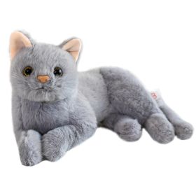 Plush Doll Stuffed Pure Colors Grey White Yellow Kitten Toy (Color: Gray)