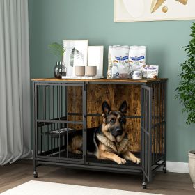 Modern Kennel Dogs room up to 80 LB, furniture with Multi-Purpose (Color: Antique brown)