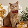 Christmas Bell collar 2pcs Snowflake Checker Bowknot