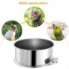 Stainless Steel Dog Bowl, Detachable Pet Cage Food Water Bowl with Clamp Holder