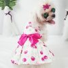Summer Dog Dress; Pet Clothes with Bow Floral Pattern